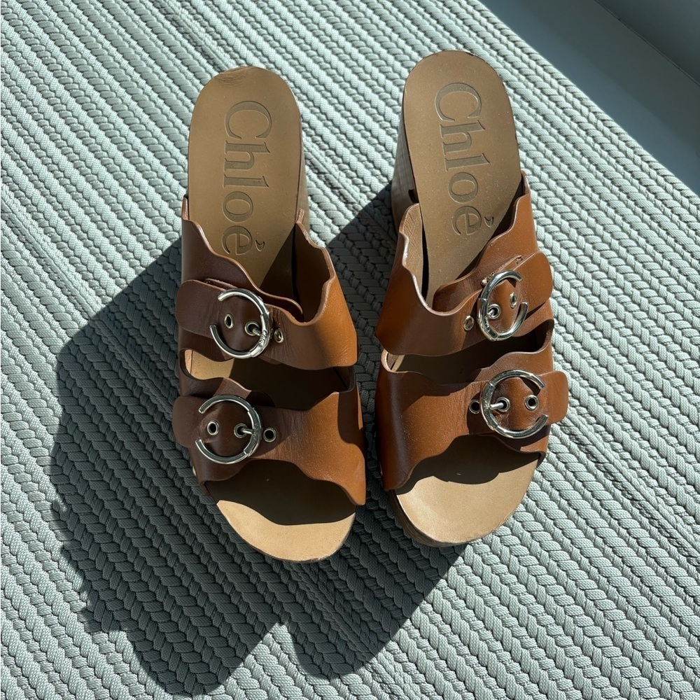 Chloe Ingrid Buckle Platform Mules - Picture 2 of 3